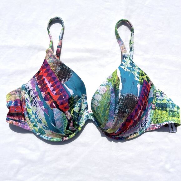 Jams World 2 Piece Bikini Swimsuit Set Womens 6 D Underwire Multicolor Print 38D - Picture 2 of 8